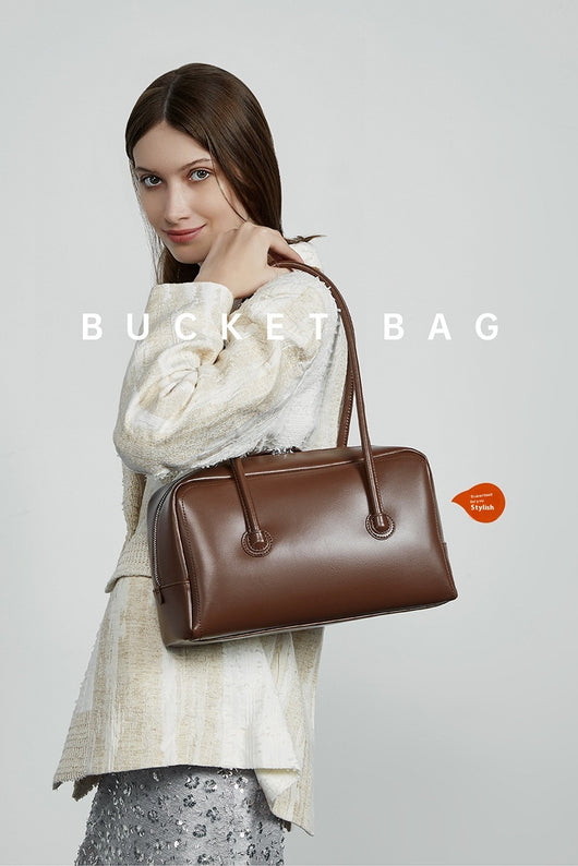 Bolso Boston de Cuero Genuino para Mujer - Portátil y Elegante - Image 10