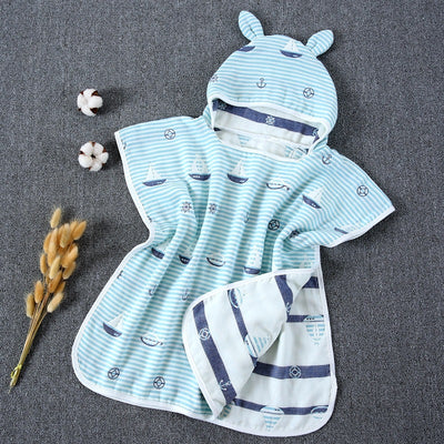 Capa de Baño Infantil con Capucha de Algodón Gasa Pura - Image 15