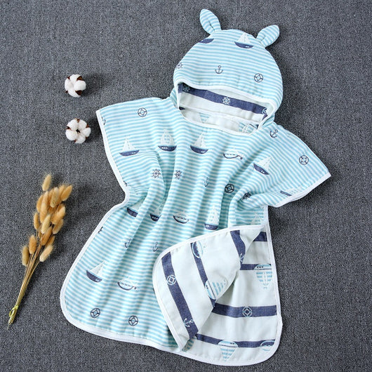 Capa de Baño Infantil con Capucha de Algodón Gasa Pura - Image 15
