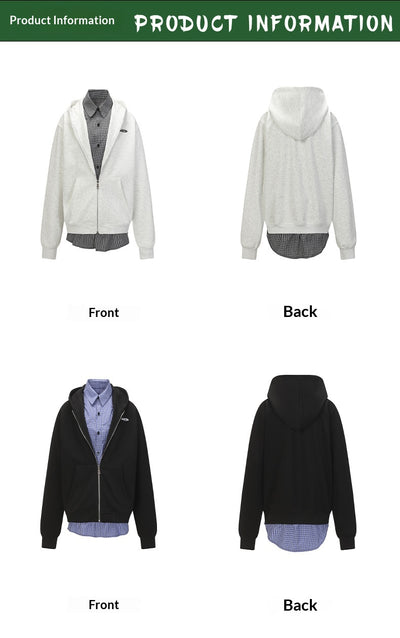 Sudadera Tipo Americana con Efecto Dos Piezas a Cuadros para Hombre - Image 8