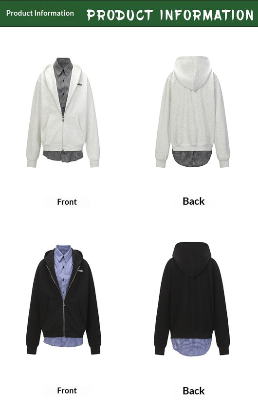 Sudadera Tipo Americana con Efecto Dos Piezas a Cuadros para Hombre - Image 8