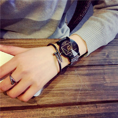 Reloj de Pareja Diseño Giratorio Negro Cuarzo - Image 16
