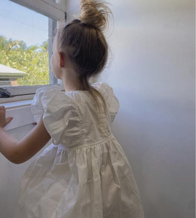 Vestido Niña Algodón y Lino con Mangas Abullonadas - Image 12