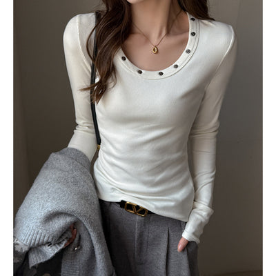 Remera Manga Larga Cuello Redondo con Tachas para Mujer - Image 5