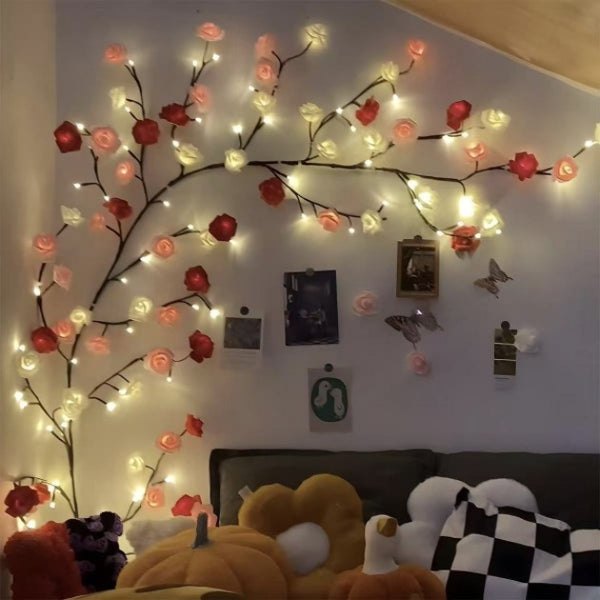 Lámpara LED de Rama Natural con Luz Cálida para Decoración Navideña