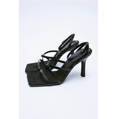 Sandalias Stiletto de Cuero con Tira Cruzada y Punta Cuadrada - Image 8