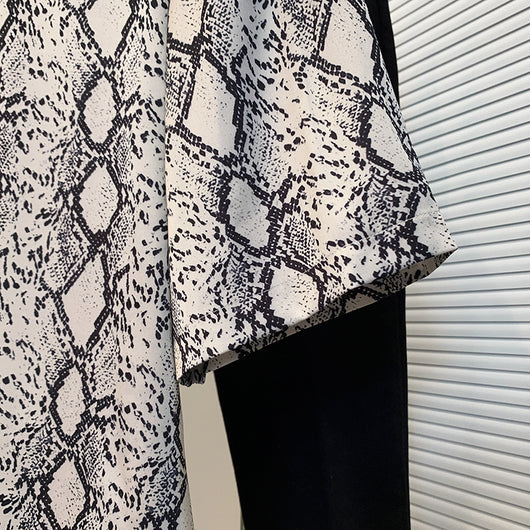 Camisa Casual Hombre Seda Helada Estampado Serpiente Manga Corta Elegante - Image 7