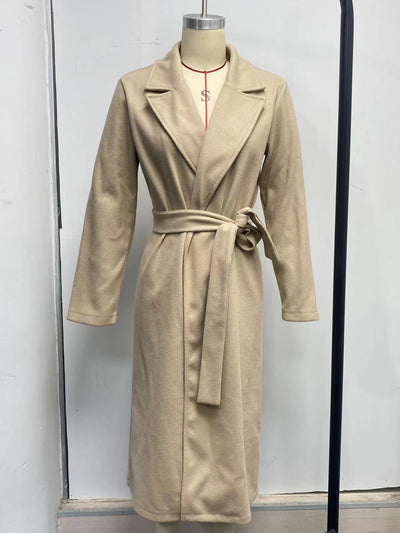 Abrigo de Lana para Mujer Cuello Polo Manga Larga Color Sólido Otoño Invierno - Image 21