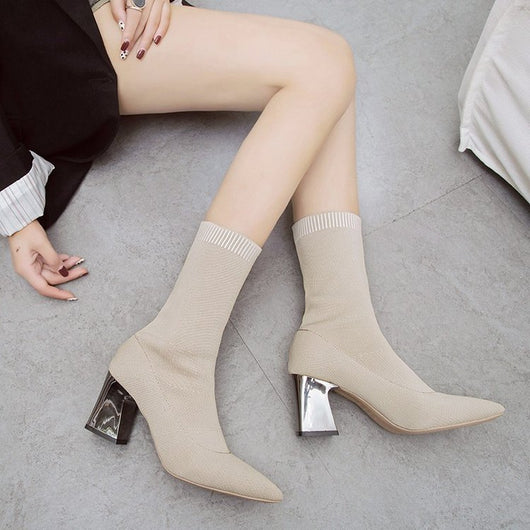 Botas de Tacón Alto Punta Fina Caña Media - Estilo Elegante para Mujer - Image 3