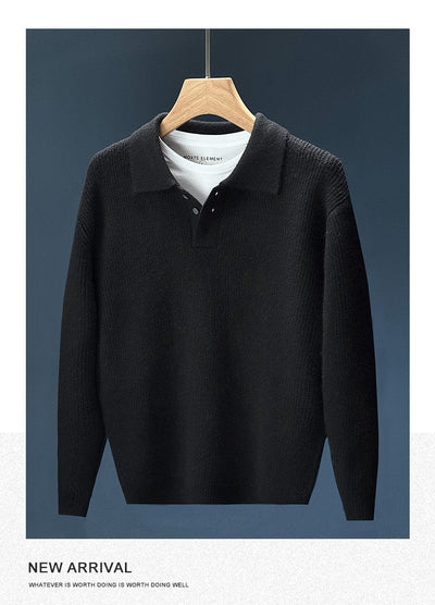 Suéter Retro Tejido Liso para Hombre - Comodidad de Invierno - Image 8