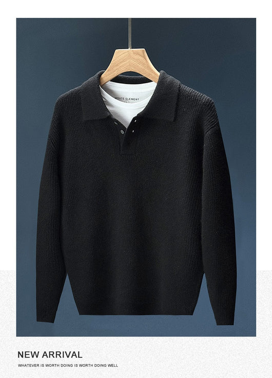 Suéter Retro Tejido Liso para Hombre - Comodidad de Invierno - Image 8
