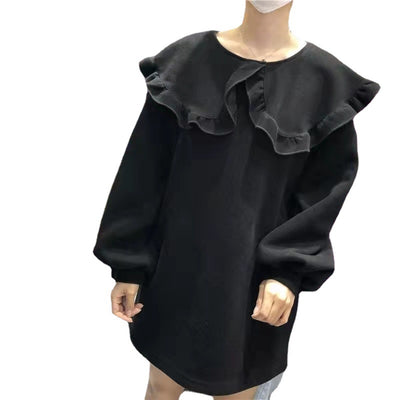 Vestido Suéter Acolchado de Felpa con Cuello Peter Pan - Image 6