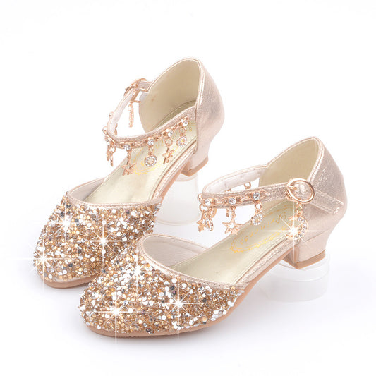 Sandalias Princesa Niña con Tacón Alto y Lentejuelas - Primavera y Otoño - Image 2