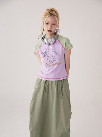 Camiseta Manga Corta Cuello Redondo con Contraste para Mujer - Image 18