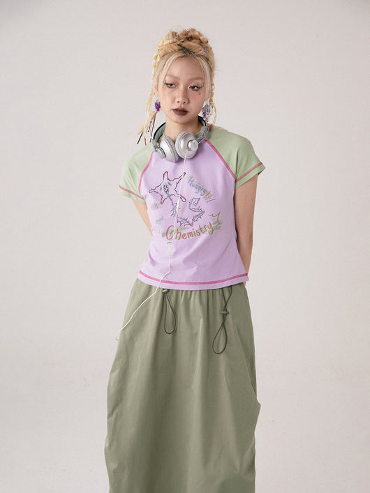 Camiseta Manga Corta Cuello Redondo con Contraste para Mujer - Image 18