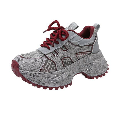 Zapatillas Deportivas Plataforma Gruesa para Mujer con Brillo y Cristales - Amarillo Claro - Image 38