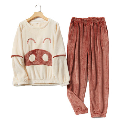 Pijama de Pareja en Franela con Diseño Cartoon Cuello Redondo - Image 5