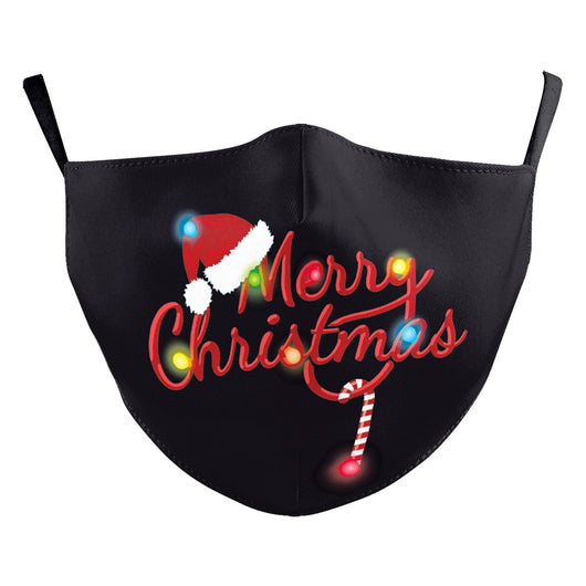 Red dust mask with a cartoon reindeer peeking out, surrounded by white snowflakes and sparkling stars. - Image 17