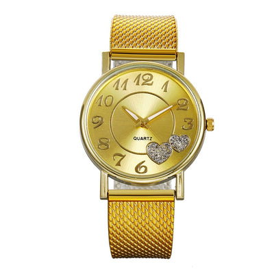 Reloj de Pulsera Dama Malla Dorada con Diseño de Corazón - Image 14