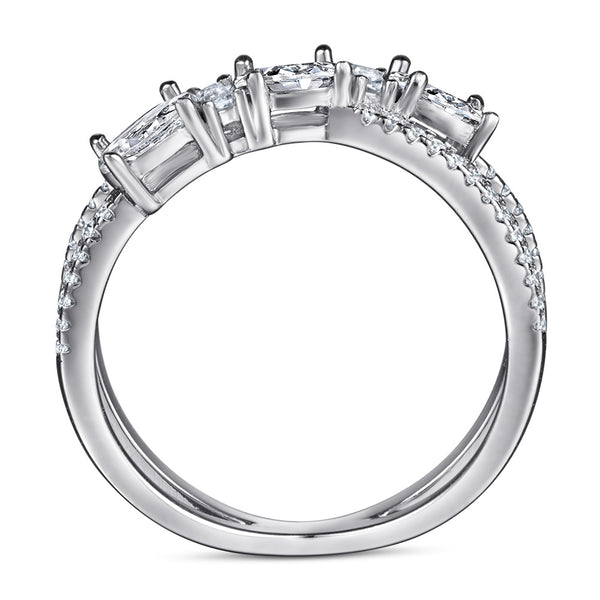 Anillo de Plata 925 con Zirconia Cúbica - Diseño Cruz Giratorio para Mujer