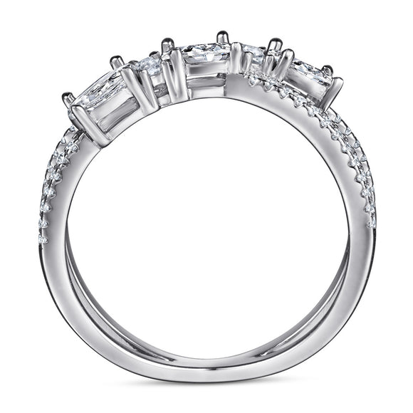 Anillo de Plata 925 con Zirconia Cúbica - Diseño Cruz Giratorio para Mujer