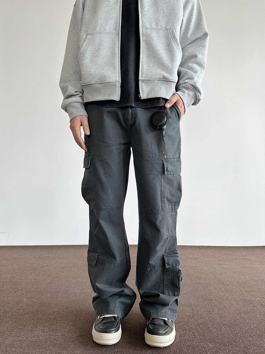 Pantalones Cargo Sueltos Deslavados con Múltiples Bolsillos Estilo Retro - Image 3