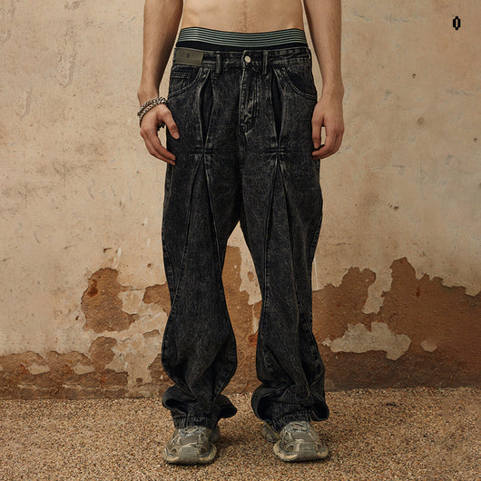Jeans Holgados con Diseño Plisado y Estampado Copo de Nieve - Image 3