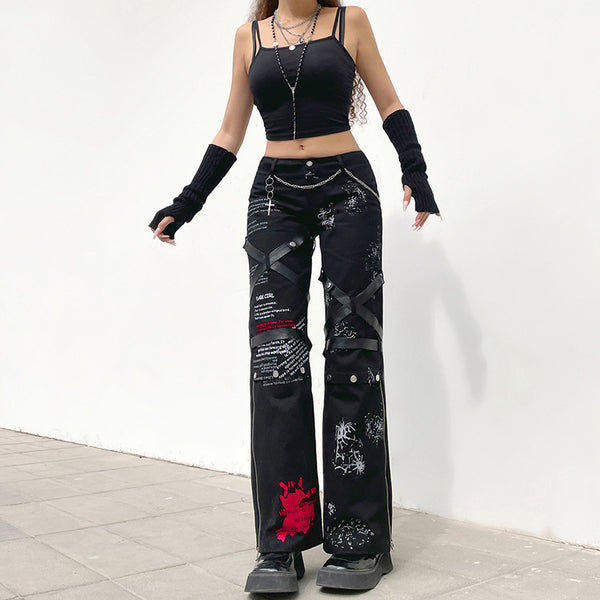 Pantalones Casuales Estampado Oscuro Street Spice