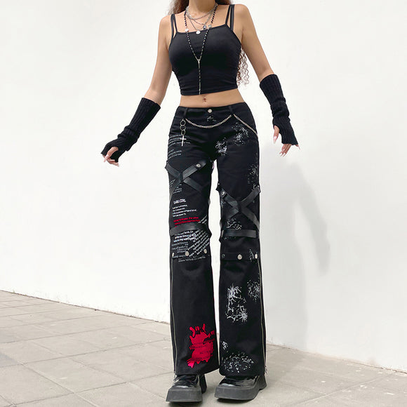 Pantalones Casuales Estampado Oscuro Street Spice