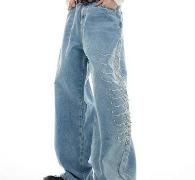 Jeans Retro Vintage con Remaches Metálicos y Detalles Backbone - Image 13