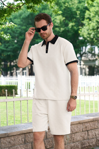 Camisa Casual de Manga Corta con Diseño Jacquard y Bloques de Color para Hombre - Image 10