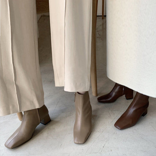 Botas Martin de Tacón Grueso con Punta Cuadrada para Mujer