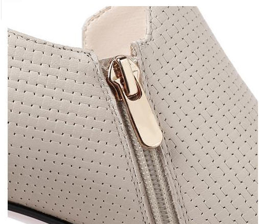 Zapatos de Tacón Grueso Punta Fina Talla Grande Mujer - Blanco Crema - Image 12