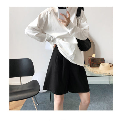 Shorts de Traje Blanco de Talle Alto y Pierna Ancha para Mujer - Image 5