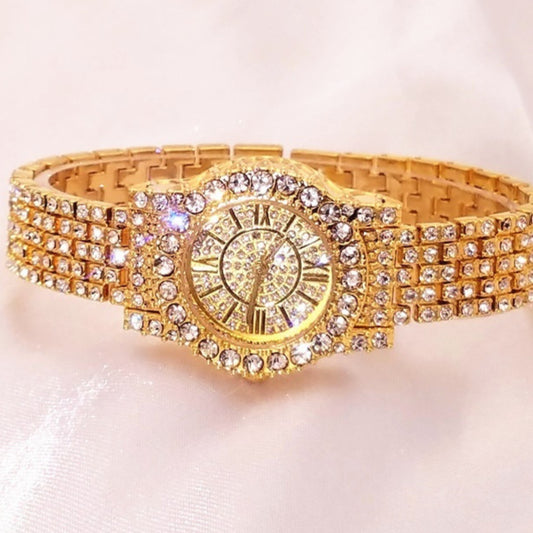 Reloj Pulsera Mujer con Cristales Brillantes y Cierre Impermeable
