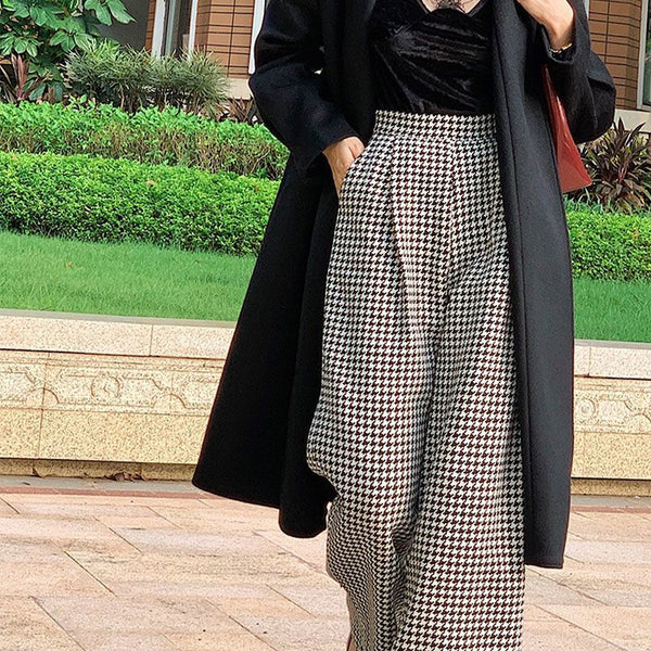 Pantalones Casuales Anchos de Tiro Alto con Efecto Adelgazante