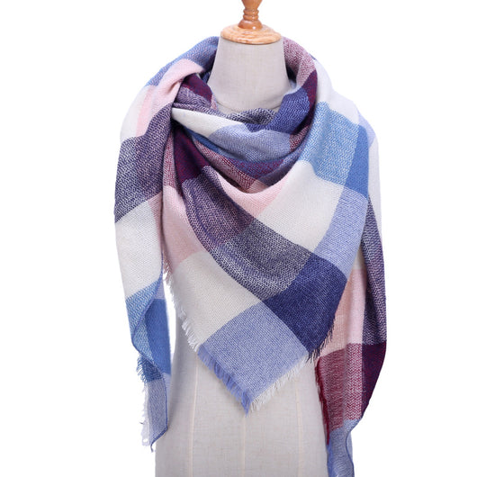 Bufanda de Cashmira Artificial Otoño Invierno Triangular Pareja Cuadros Cálida - Image 17