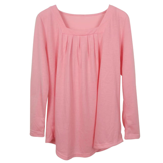 Blusa Plisada Cuello Cuadrado Manga Larga Talla Grande Algodón Imitación - Image 18