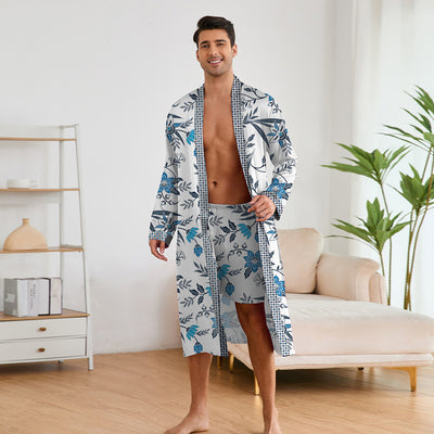 Bata Estampada para Hombre con Mangas Largas y Pantalón Corto - Image 3