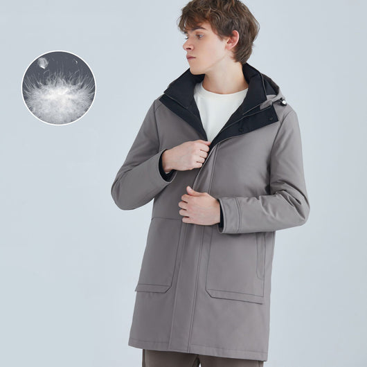 Chaqueta Impermeable de Plumón de Pato Blanco con Capucha para Hombre - Image 3