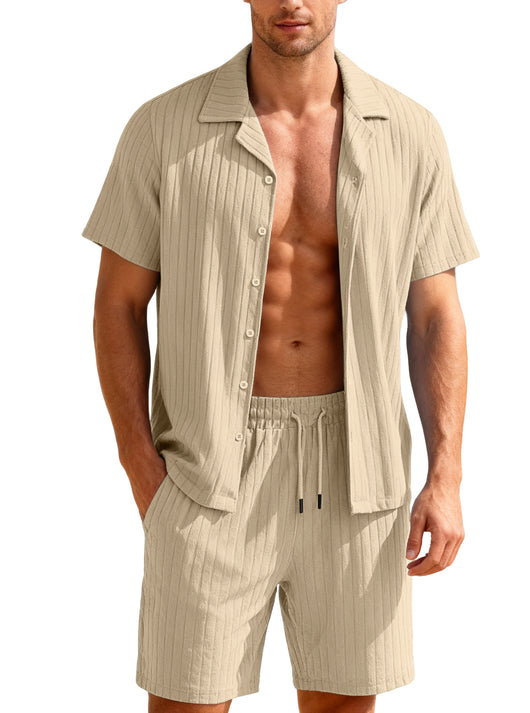 Conjunto Casual de Camisa con Botones y Shorts para Hombre - Image 9