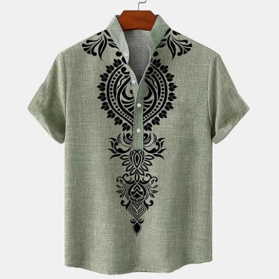 Camisa Hombre Lino Manga Corta Impresión Digital 3D - Image 2