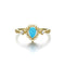 Women's Natural Turquoise Pearl Openwork Pattern Ring 9K Dorado Size9