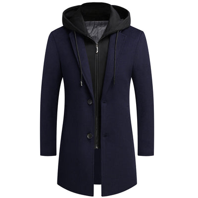Abrigo de Lana Casual para Hombre con Gorro Desmontable - Image 10