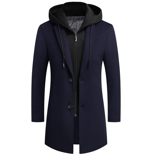 Abrigo de Lana Casual para Hombre con Gorro Desmontable - Image 10