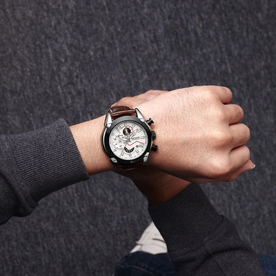 Reloj de Pulsera Multifuncional para Hombre con Correa de Cuero y Esfera Tridimensional - Image 8