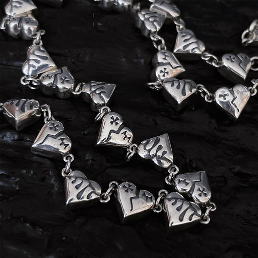Collar de Plata S925 Corazón Roto con Diseño Graffiti de Amor - Image 2