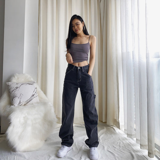 Jeans Casuales de Cintura Alta Holgados para Mujer - Image 8