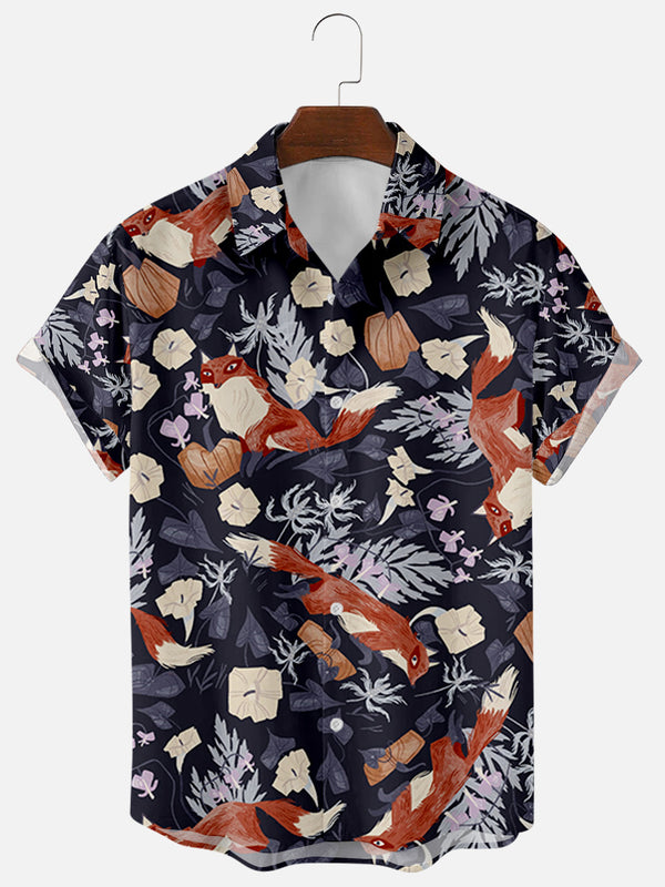 Camisa Suelta Manga Corta Fox con Impresión 3D Digital para Hombre
