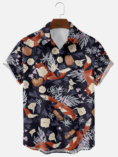 Camisa Suelta Manga Corta Fox con Impresión 3D Digital para Hombre